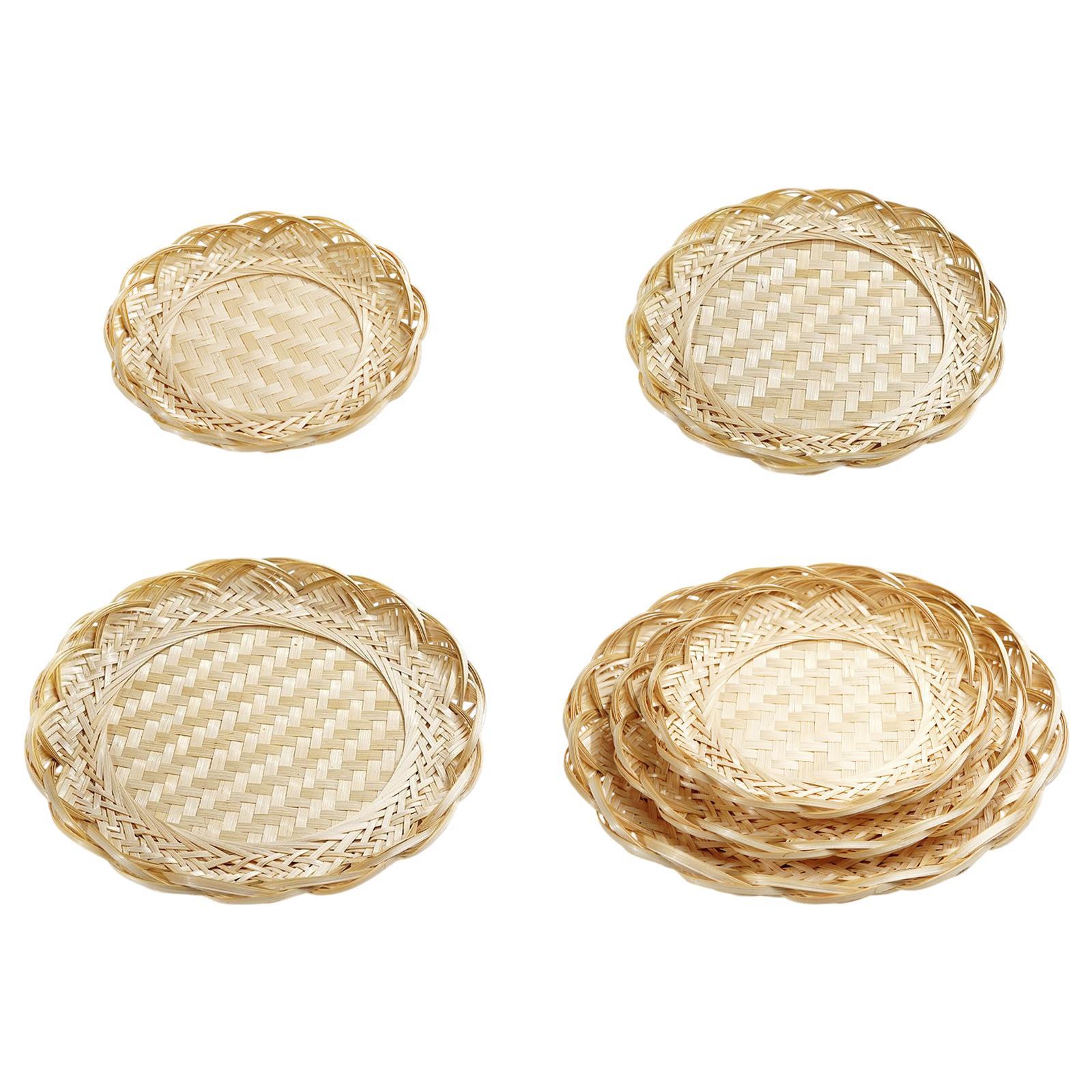Food Platter Snacks - Cesta de Bambu para Armazenamento de