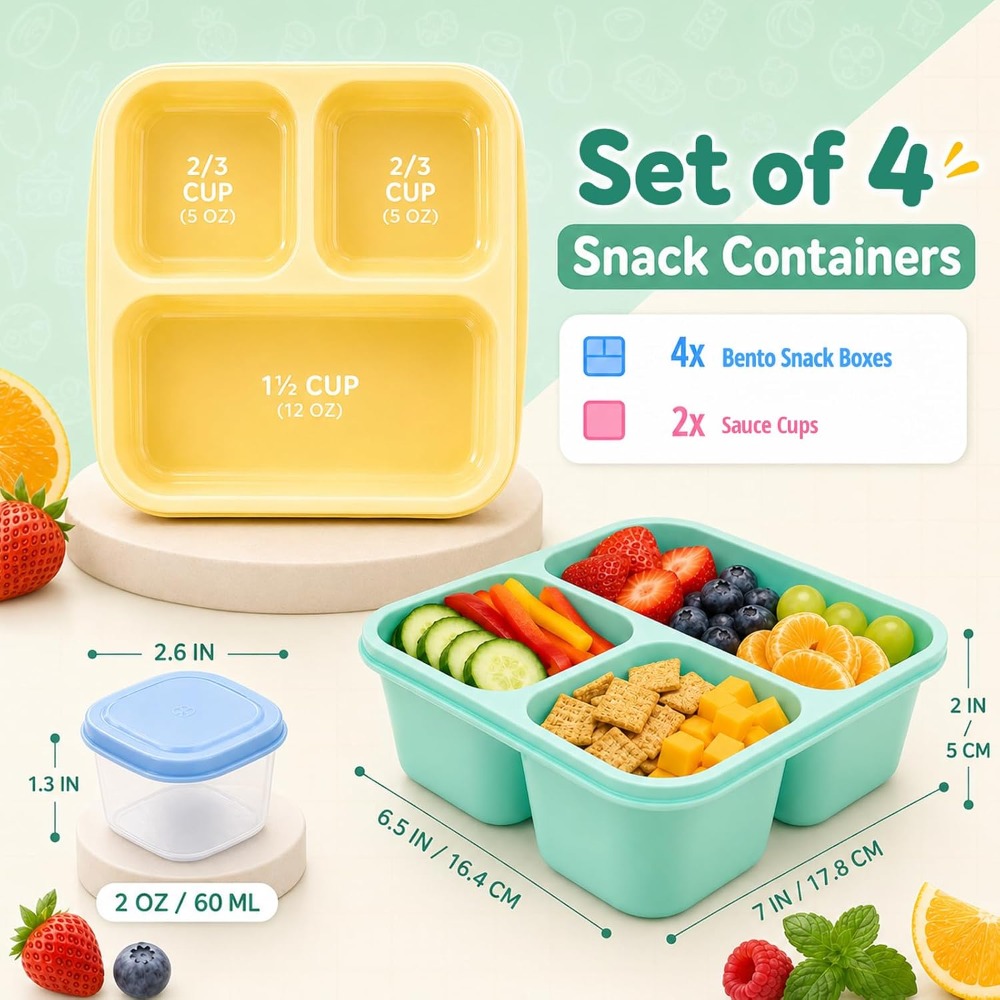 Caixa Bento com 3 Compartiment - Food Snacks To Eat avaliação e preço