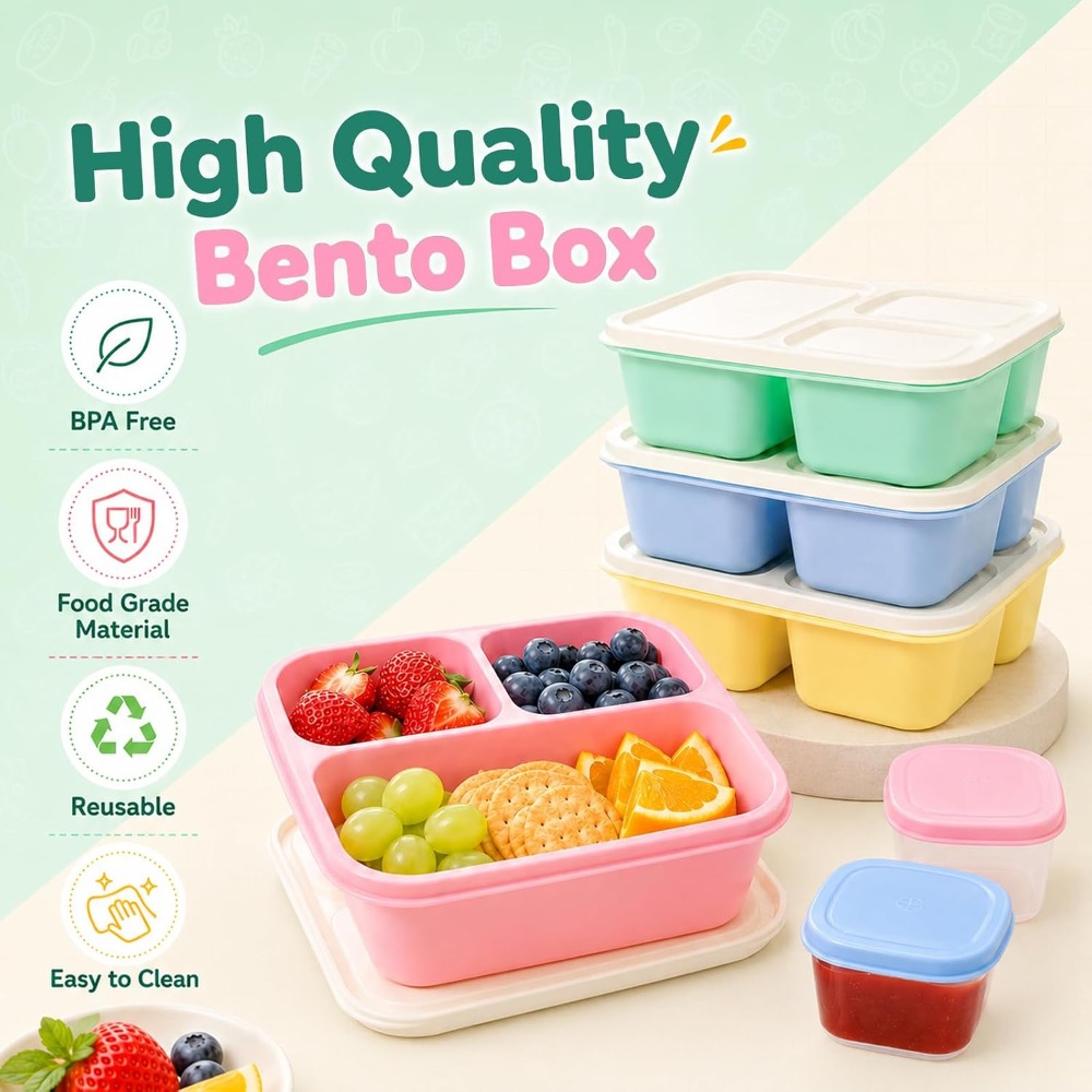 Caixa Bento com 3 Compartiment - Food Snacks To Eat avaliação e preço